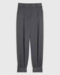 Grey Tailored Barrel Leg Trousers