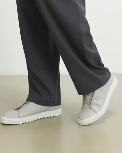 Grey Textured Lace Up Cupsole Trainers