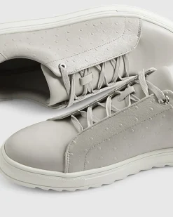 Grey Textured Lace Up Cupsole Trainers