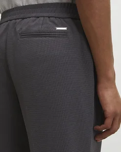 Grey Textured Slim Fit Trousers