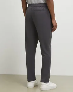 Grey Textured Slim Fit Trousers