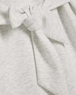 Grey Tie Front Mini Sweatshirt Dress
