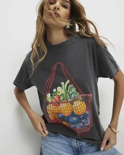 Grey Washed Fruit Basket T-Shirt