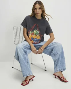 Grey Washed Fruit Basket T-Shirt