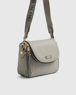 Grey Zip Detail Crossbody Bag
