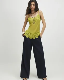 Indigo Wide Leg Tie Front Jeans