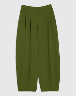 Khaki Balloon Leg Pleated Trousers