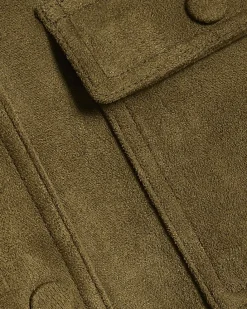 Khaki Belted Faux Suede Belted Jacket