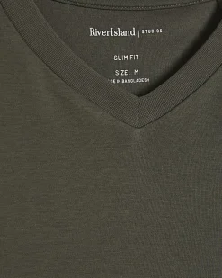 Khaki Essential Slim Fit V Neck T-Shirt
