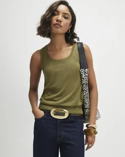 Khaki Fine Knit Vest Top