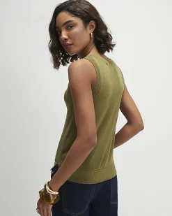 Khaki Fine Knit Vest Top