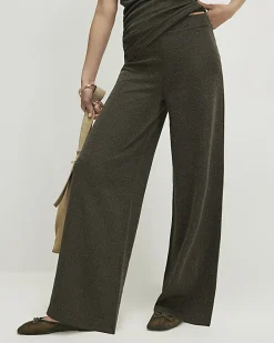 Khaki Glitter Wide Leg Trousers
