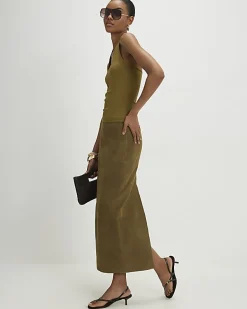 Khaki Halter Neck Tank Top