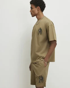Khaki Japanese T-Shirt and Shorts Set