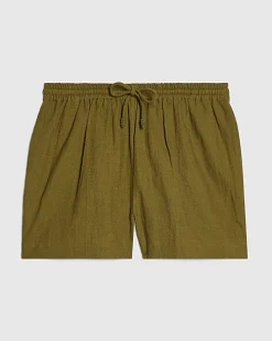 Khaki Linen Blend Shorts