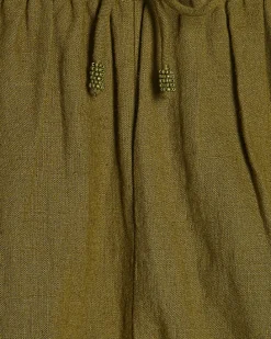 Khaki Linen Blend Shorts