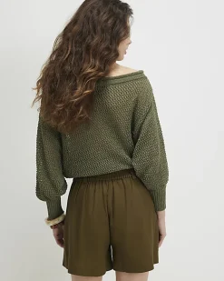 Khaki Linen Blend Tailored Shorts