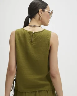 Khaki Linen Blend Tank Top