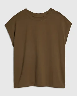 Khaki Loose Fit Short Sleeve Top