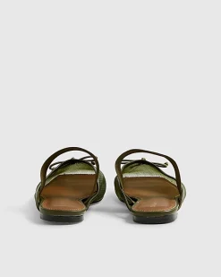 Khaki Mesh Backless Flat Ballet Pumps