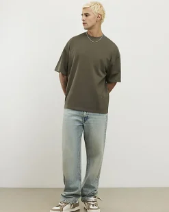 Khaki Oversized Fit Crew Neck T-Shirt