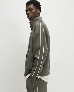 Khaki Oversized Fit Monogram Tracksuit Jacket