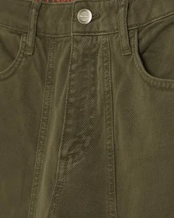 Khaki Raw Hem Barrel Leg Jeans