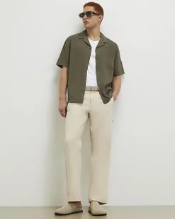 Khaki Regular Fit Linen Blend Shirt