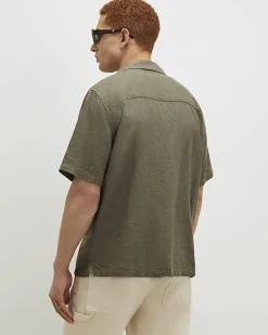 Khaki Regular Fit Linen Blend Shirt