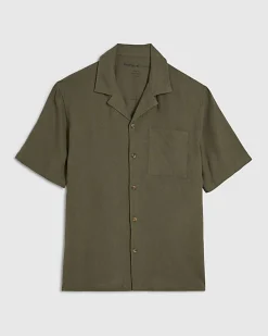 Khaki Regular Fit Linen Blend Shirt