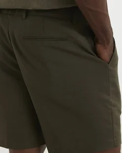 Khaki Regular Fit Linen Blend Shorts