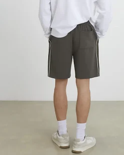 Khaki Regular Fit Monogram Taped Shorts