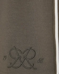 Khaki Regular Fit Monogram Taped Shorts