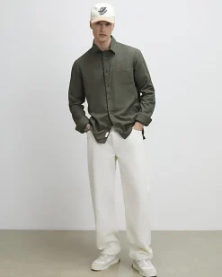 Khaki Regular Fit Textured Cross Hatch Shirt
