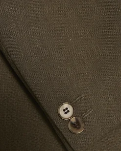 Khaki Slim Fit Linen Blend Suit Blazer Jacket
