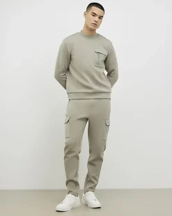 Khaki Slim Fit Nylon Pocket Sweatshirt