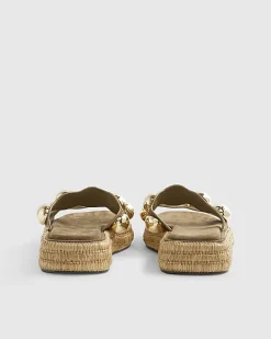 Khaki Studded Flatform Sandals