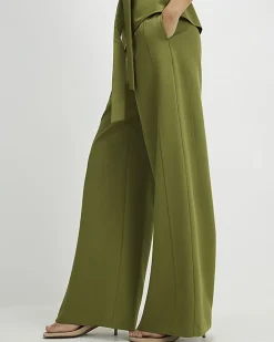 Khaki Tailored Wide Leg Trousers