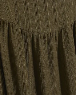 Khaki Textured Midi Dress