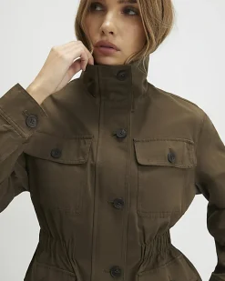 Khaki Utility Funnel Jacket
