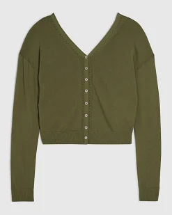 Khaki V Neck Cardigan