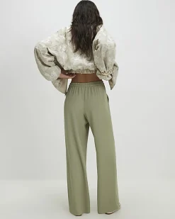 Khaki Wide Leg Trousers