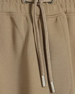 Khaki Wide Leg Twill Joggers