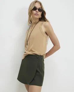 Khaki Wrap Mini Skort