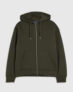 Khaki Zip Through Premium Hoodie