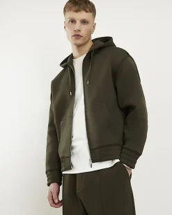 Khaki Zip Through Premium Hoodie