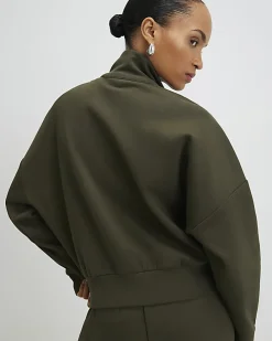 Khaki Zip Up Sweatshirt
