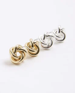 Metal Multi Knot Stud Earrings