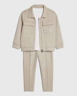 Mini Boys Beige 3 Piece Jacket Set
