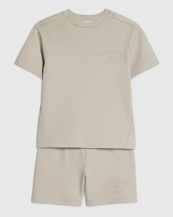 Mini Boys Beige Essentialism T-Shirt Set